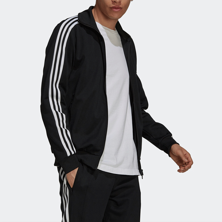 adidas originals Zipper Long Sleeves Stripe Sports Jacket Black H09112