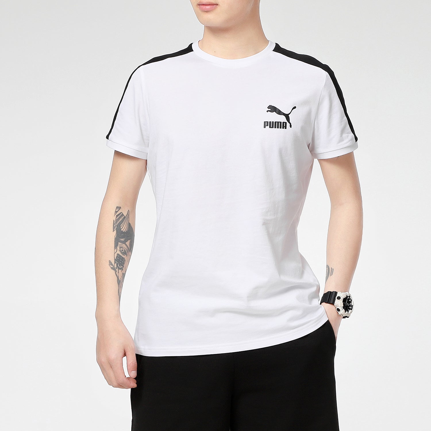 PUMA Iconic T7 T-Shirt 'White Black' 532291-02