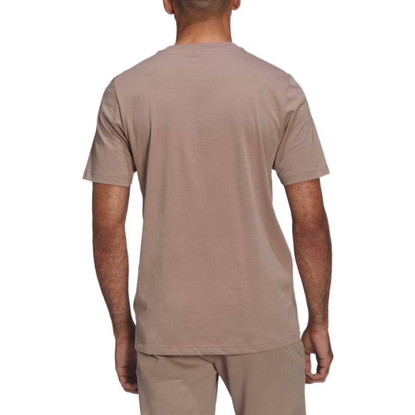 Men's adidas Colorblock Logo Printing Round Neck Short Sleeve Khaki Brown T-Shirt HC9472