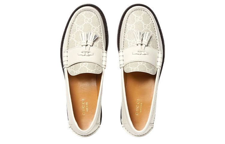 (WMNS) Gucci GG Supreme tassel loafers 'White' 694866-17X50-9071