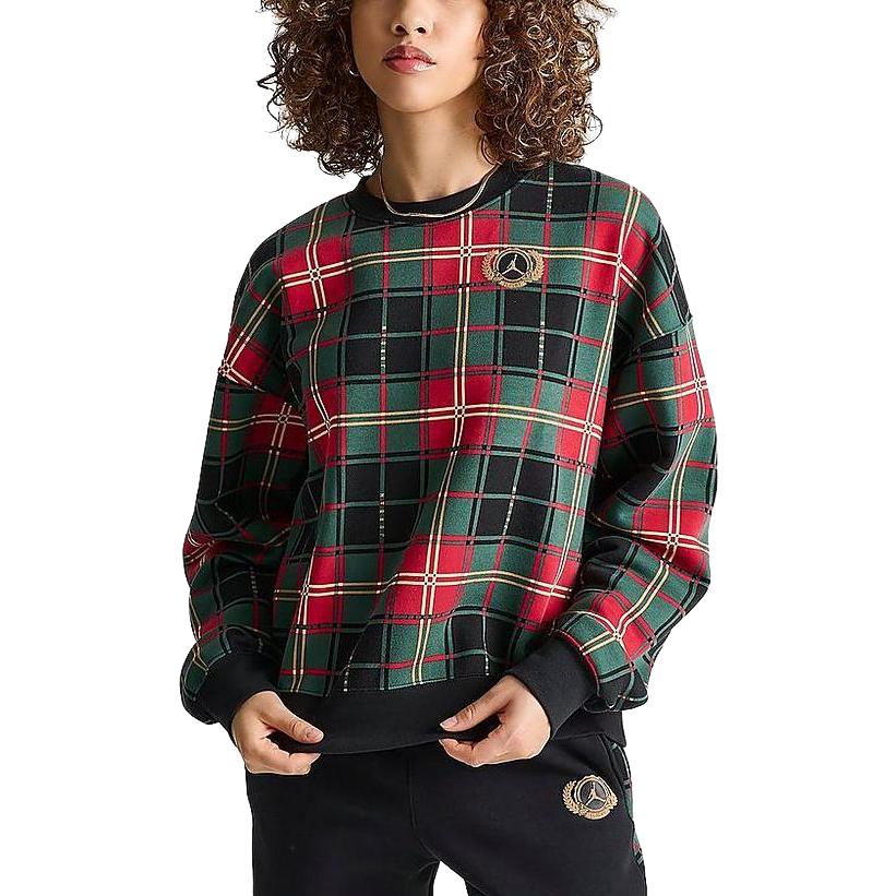(WMNS) Air Jordan Brooklyn Fleece Crew 'Green Red' DV1996-010