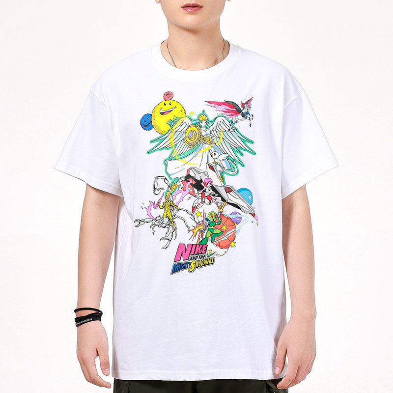 Men's Nike Sports Running Casual Printing Round Neck Short Sleeve White T-Shirt DM7917-100