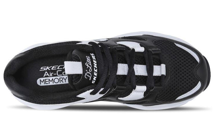 (WMNS) Skechers D'Lites Low-Top Daddy Shoes White/Black 88888129-BLK