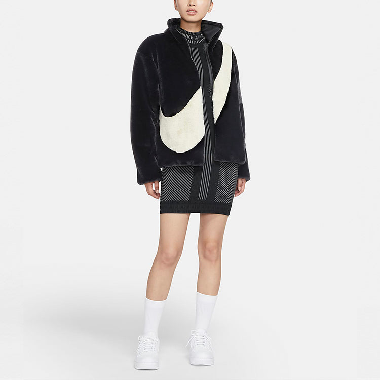 (WMNS) Nike Sportswear Oversized Swoosh Logo Jacket 'Black' CU6558-010