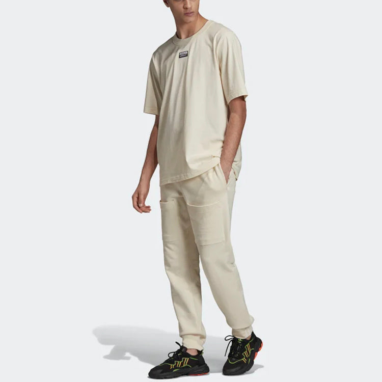 adidas originals Vocal F Tee Casual Sports Round Neck Short Sleeve Cream Yellow ED7121
