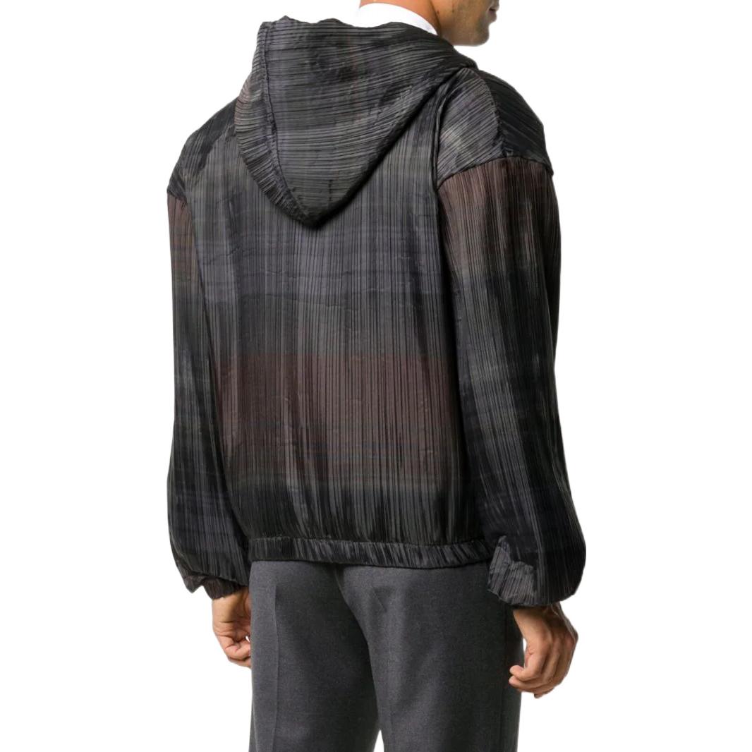 Men's Off-White SS22 Stripe Hooded Long Sleeves Version Black OMBB037F20FAB0016000BROWN