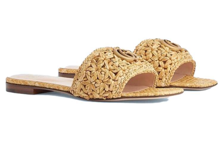 (WMNS) Gucci Double G Slide Sandal 'Woven Raffia' 703626-U4H00-9800