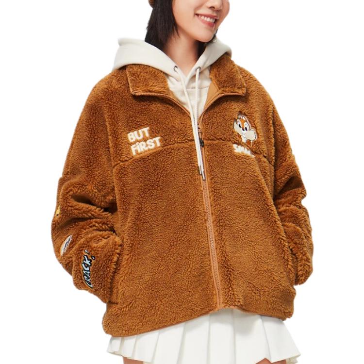 (WMNS) Li-Ning x Disney Chip 'n Dale Graphic Polar Fleece Jacket 'Brown' AFDSC92-2