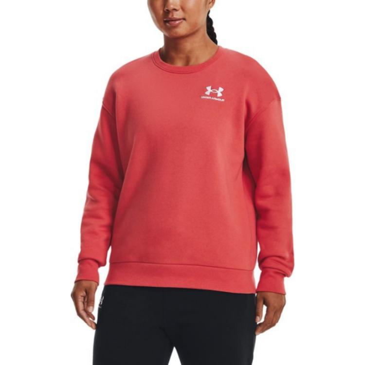 (WMNS) Under Armour Essential Fleece Crew Sweatshirt 'Red White' 1373032-638