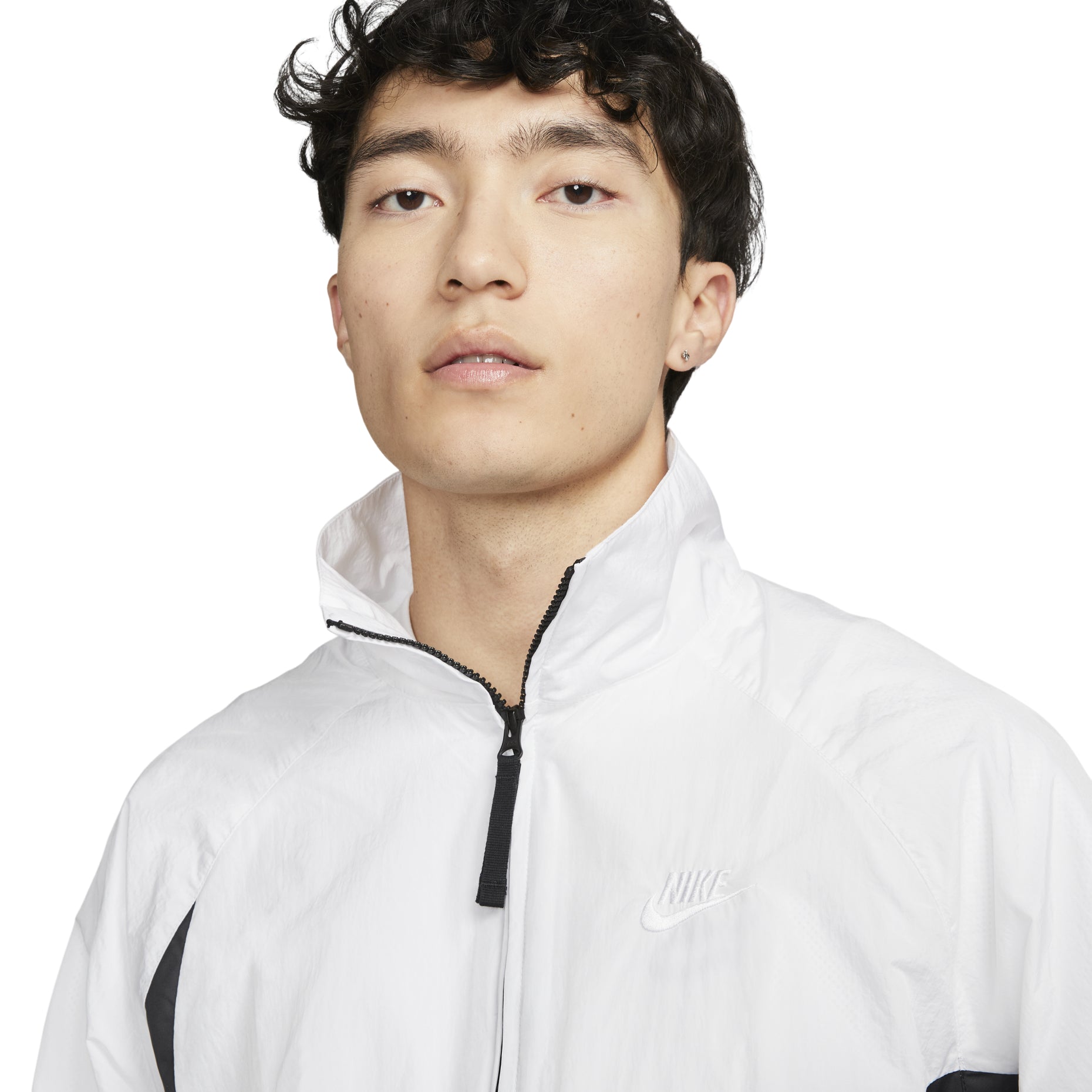 Nike Swoosh Large LOGO Woven Windproof Stand Collar Casual Sports Jacket Asia Edition White AR3133-100