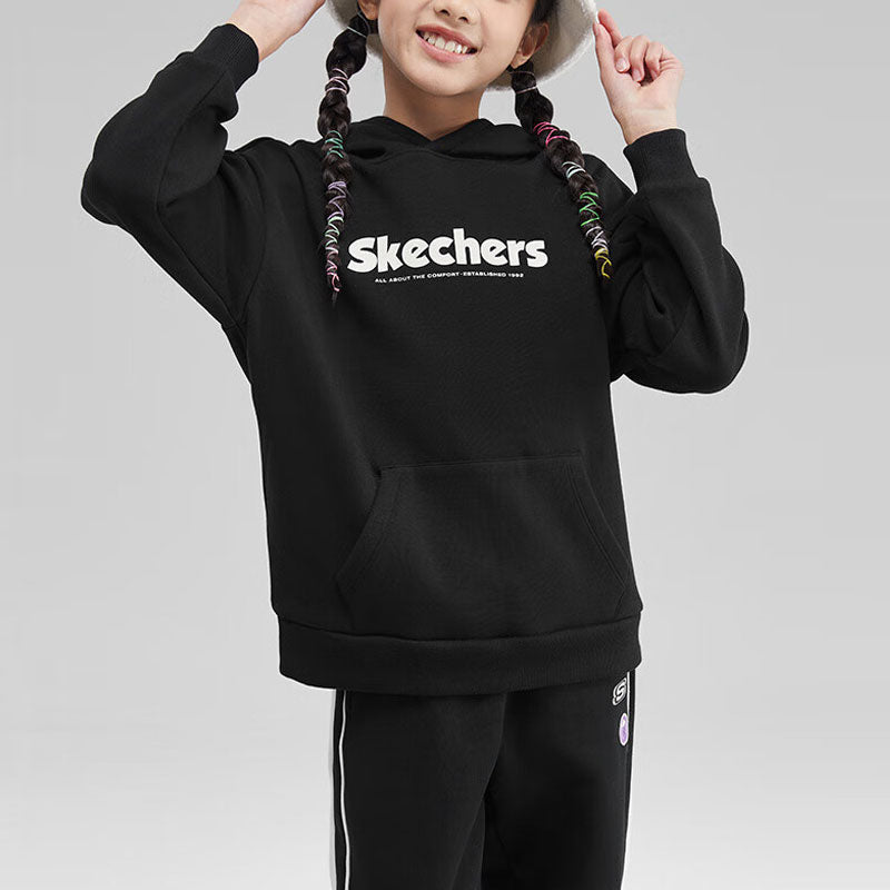 (GS) Skechers Logo Printed Hoodie 'Black White' L423K111-0018