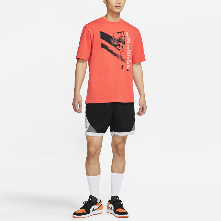 Air Jordan Flight Flying Man Printing Basketball Sports Short Sleeve Orange CV5109-884