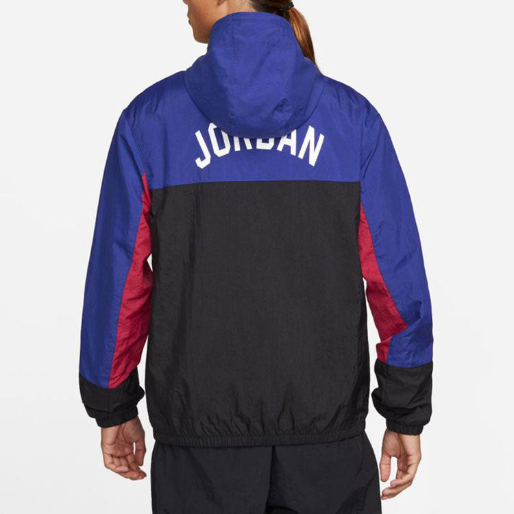 Air Jordan SS22 Colorblock Zipper Long Sleeves Hooded Jacket Blue DJ0253-455