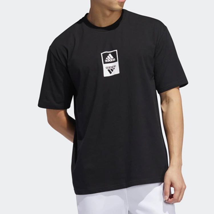 adidas Logo Printing Round Neck Short Sleeve Black ED8292