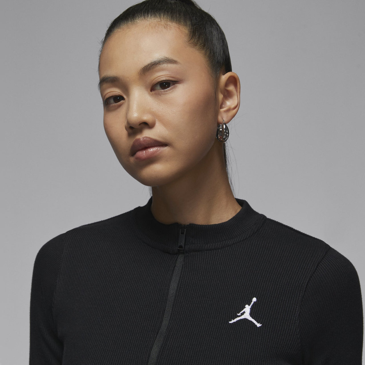 (WMNS) Air Jordan 1/2-Zip Long Sleeve Knit Dress Asia Sizing 'Black' HF9478-010