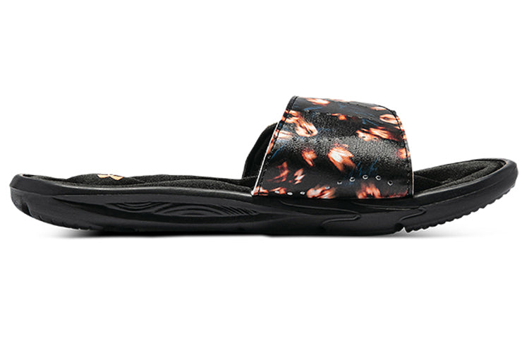 (WMNS) Under Armour Ignite 6 Graphic Strap Slide 'Black Afterglow' 3024453-006