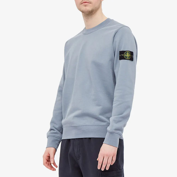 STONE ISLAND Patch Logo Crewneck Sweatshirt 'Mid Blue' 741563051-V0046