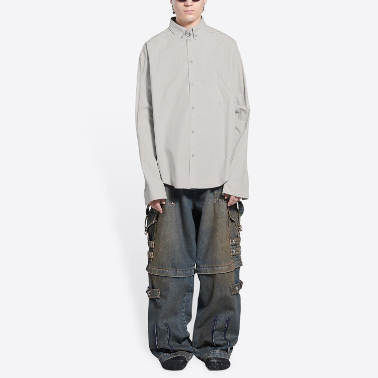 Balenciaga Cotton Shirt Large Fit 'Cement Grey' 681688TKM102967