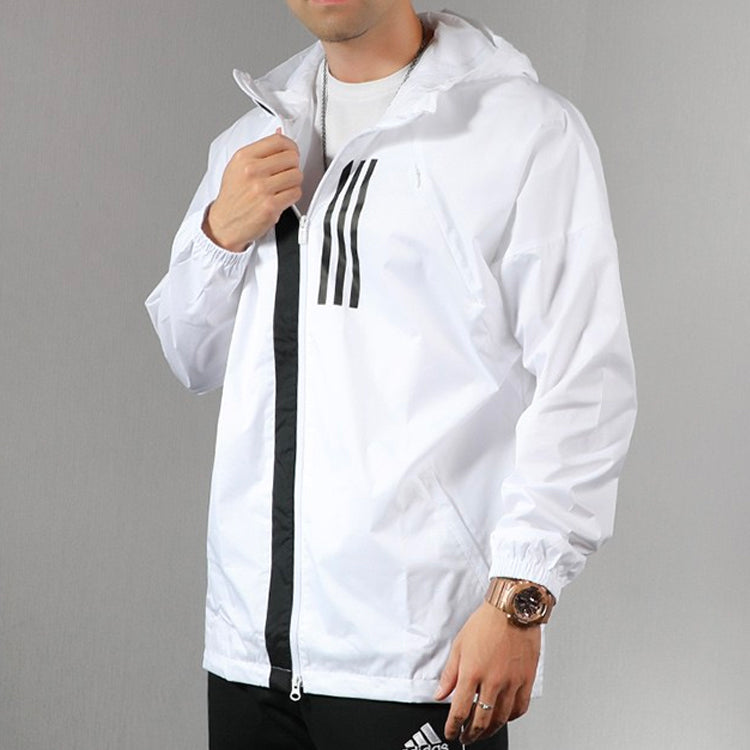 Men's adidas Sports Stylish Zipper Hooded Jacket White EK4627