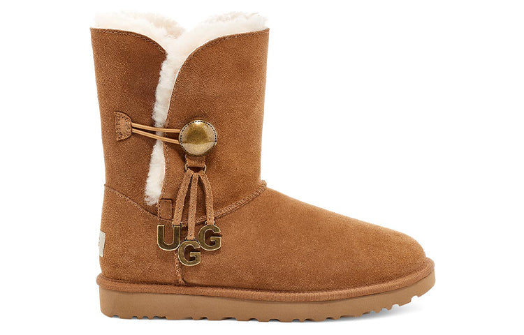 (WMNS) UGG Bailey Button UGG Charm Metallic Alphabet Version Fleece Lined Brown 1114970-CHE