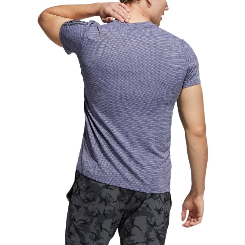 Men's adidas Fitness Training Sports Short Sleeve Gray Purple T-Shirt H16865
