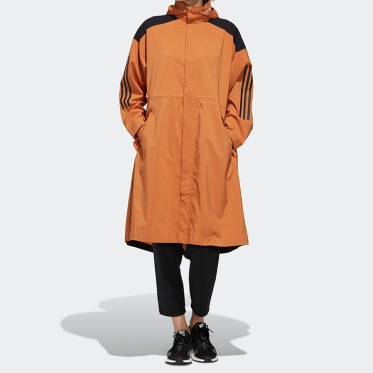 (WMNS) adidas Sports hooded Windproof Long Jacket Khaki Brown ED1409