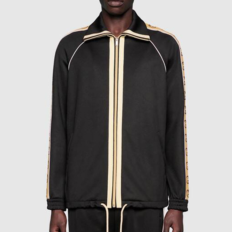 Gucci SS20 Side Sleeve Logo Striped Oversized Knitted Jacket For Men Black 598861XJBZ8-1082