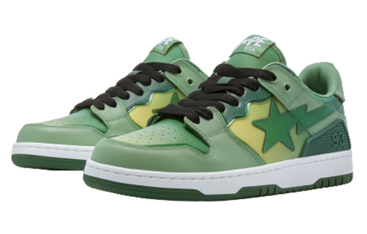 (WMNS) A BATHING APE Bape Sk8 Leather Low 'White Green' 1I70-291-020-GREN