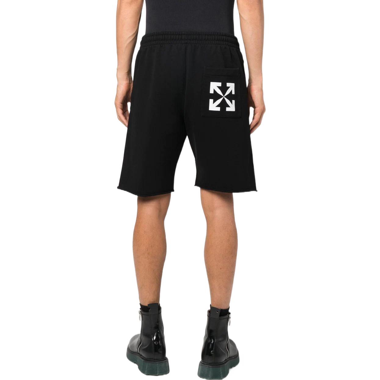 Men's Off-White FW22 Solid Color Logo Printing Elastic Waistband Sports Shorts Ordinary Version Black OMCI012C99FLE0031001
