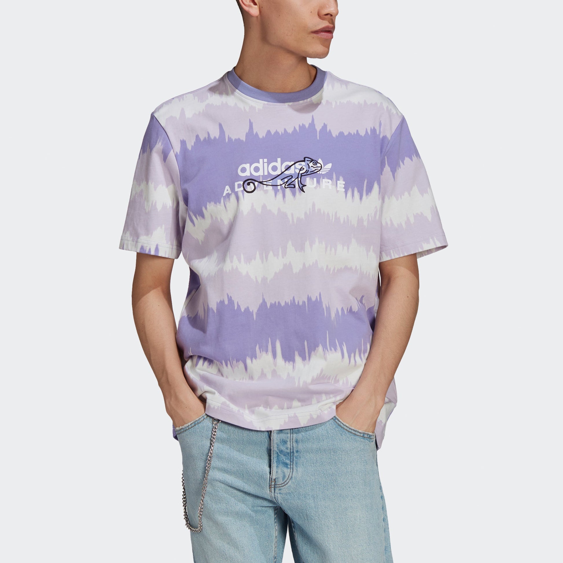 adidas originals Adv Aop T Shirt Printing Sports Round Neck Short Sleeve Purple GN2354