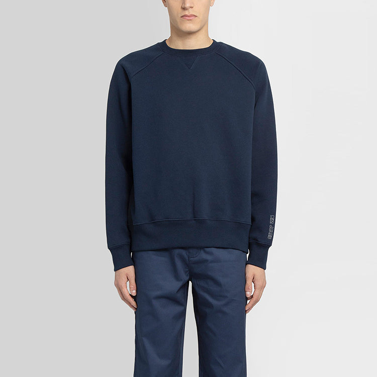 Men's Converse x Kim Jones Crossover Solid Color Sports Knit Round Neck Pullover Navy Blue 10021818-A01