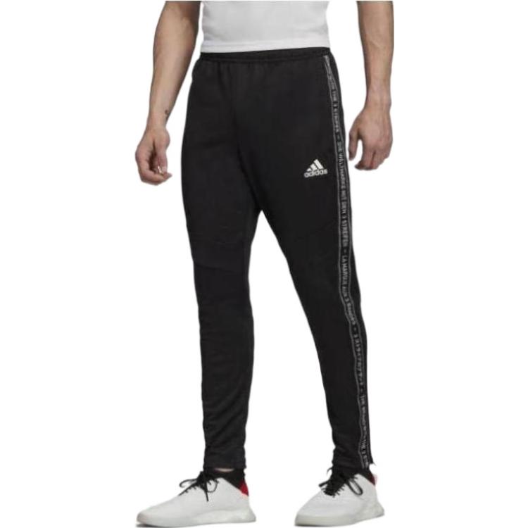 adidas Quick Dry Side Printing Soccer/Football Sports Pants Black FK9004
