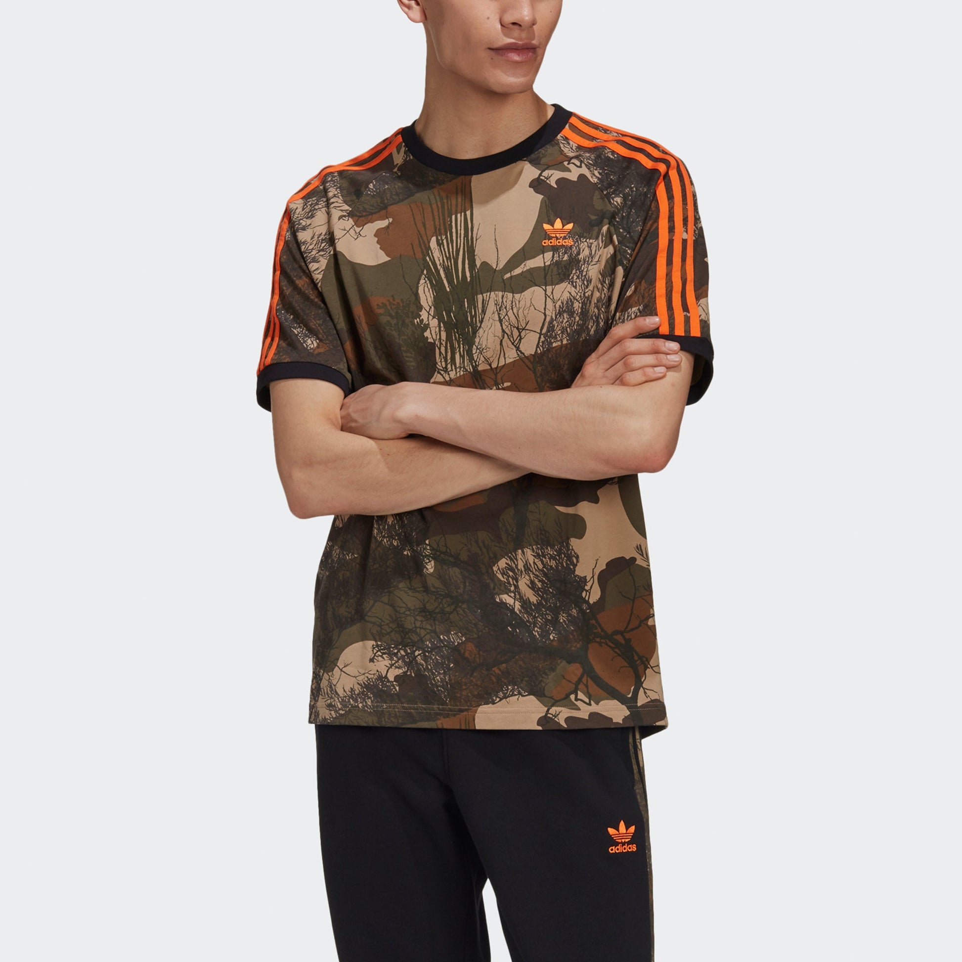 adidas originals Camo Aop Tee Camouflage Printing Stripe Sports Short Sleeve Brown GD5950