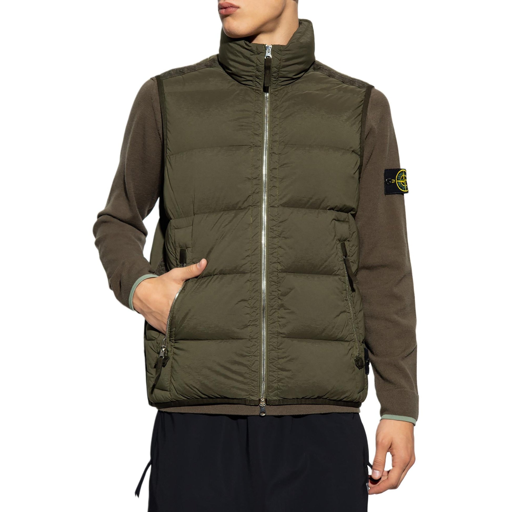 STONE ISLAND Logo Patch Puffer Gilet 'Olive Green' 7915G1428-V0058