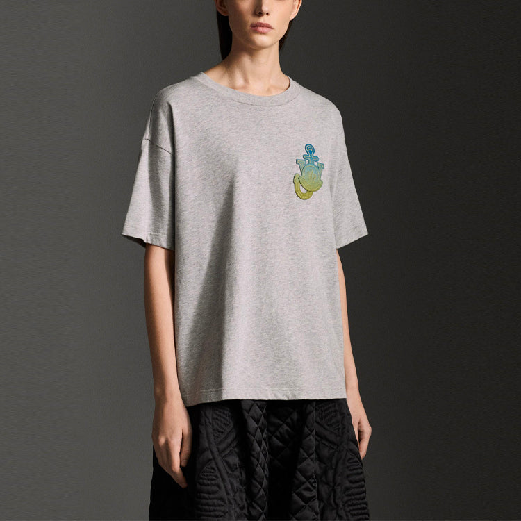 Moncler x JW Anderson Crossover SS21 Round Neck Printing Short Sleeve Unisex Gray 09E8C00010M1161984