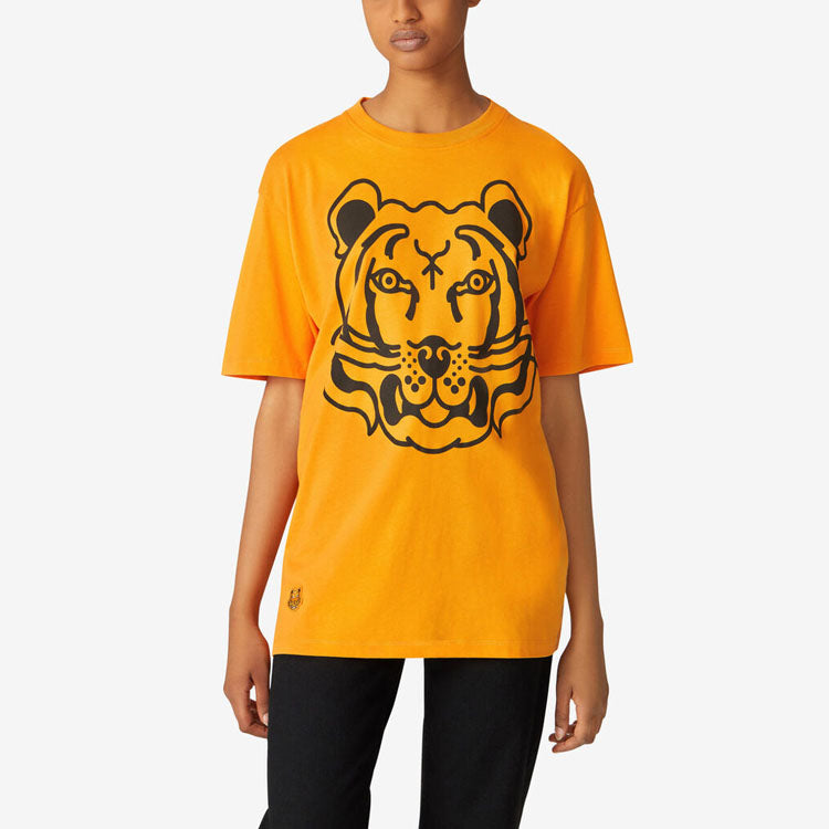 KENZO SS21 Tiger Head Pattern Printing Round Neck Pullover Short Sleeve Orange T-Shirt FA62TS9914V4-17
