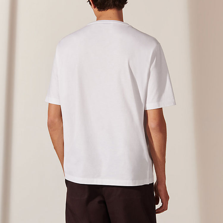 Men's HERMES FW21 3D Effect Alphabet Pattern Round Neck Pullover Short Sleeve White T-Shirt H167610HA90