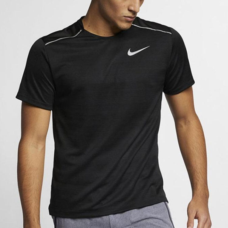 Nike Dri-fit Quick Dry Reflective Casual Sports Running Short Sleeve Black CU0327-010