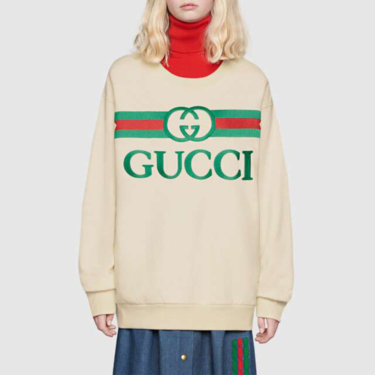 (WMNS) GUCCI SS20 Logo Oversized Sweater 'Cream' 469250-XJCCG-9230