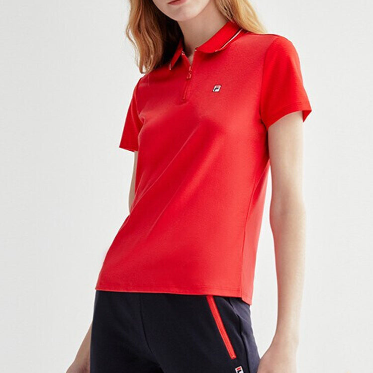 (WMNS) FILA Minimalistic Sports Short Sleeve POLO Red F11W021101F