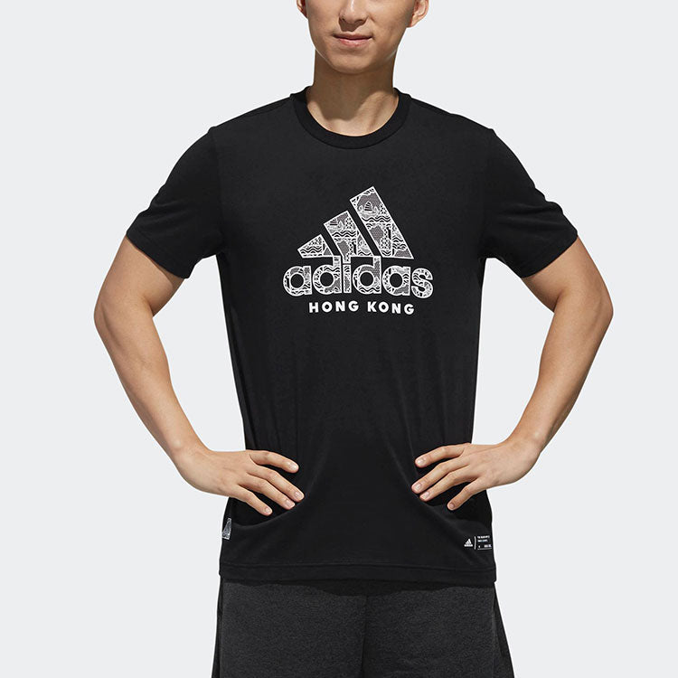 adidas Kc Graphic Casual Printing City Round Neck Short Sleeve Black DY8743