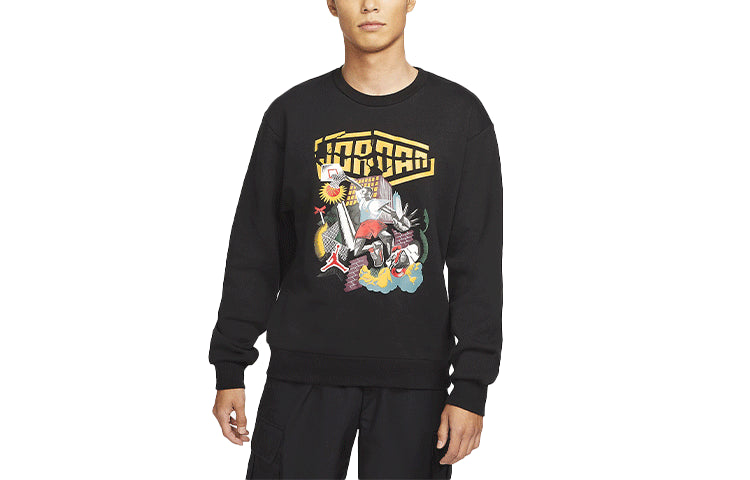Men's Air Jordan DNA Funny Printing Athleisure Casual Sports Fleece Pullover Black DC9616-010