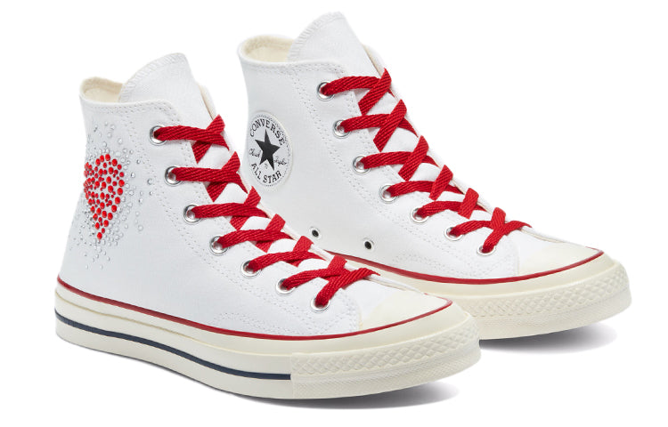 Converse Chuck Taylor All Star 1970s Rhinestone Heart High-Top Sneakers White/Red A02103C