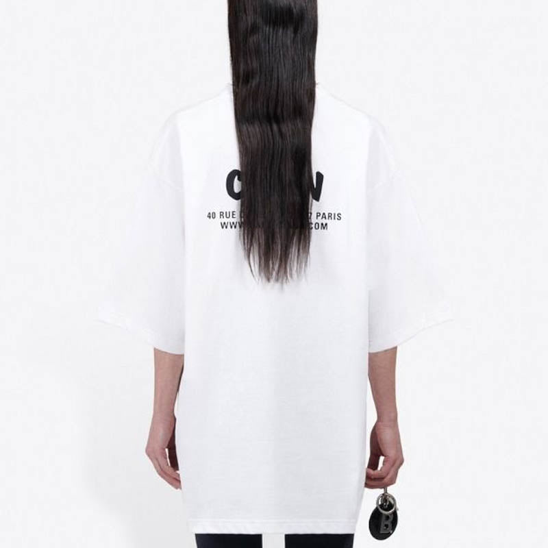 Men's Balenciaga Crew Printing Short Sleeve White 620941TIV749040