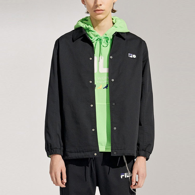 Men's FILA FUSION x Staple Crossover Logo Small Label Coach Jacket Black T11M114703F-BK