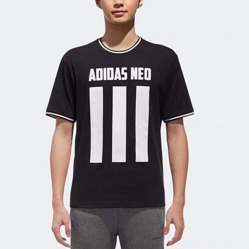 adidas neo M Cs 3s T-shrt Casual Sports Round Neck Short Sleeve Black CV6874