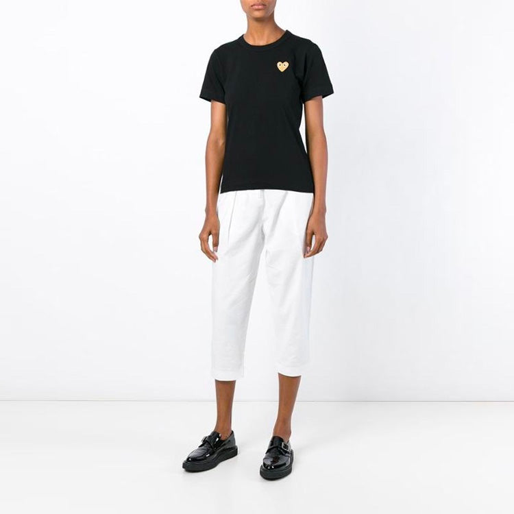 (WMNS) COMME des GARCONS PLAY Heart Logo Tee 'Black Gold' AZ-T215-015-1