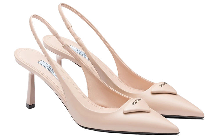 (WMNS) PRADA Patched Logo Brushed Leather Slingback Heels 'Pink' 1I901M_055_F0236_F_075