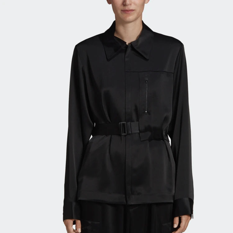 (WMNS) Y-3 Asymmetric Tunic Satin Shirt Black GK4836