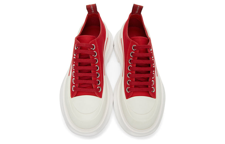 (WMNS) Alexander McQueen Tread Slick Low Lace Up 'Red White' 611705W4LR16044
